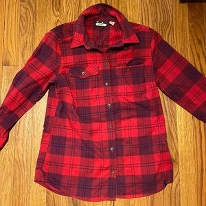 Women’s L.L. Bean Flannel Plaid red button up, size XS extra small